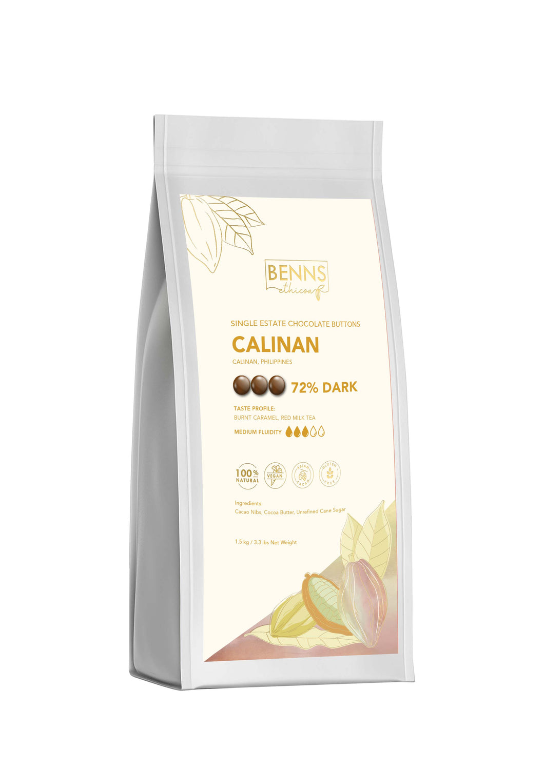 Calinan - 72% Dark Chocolate Buttons (1.5kg)
